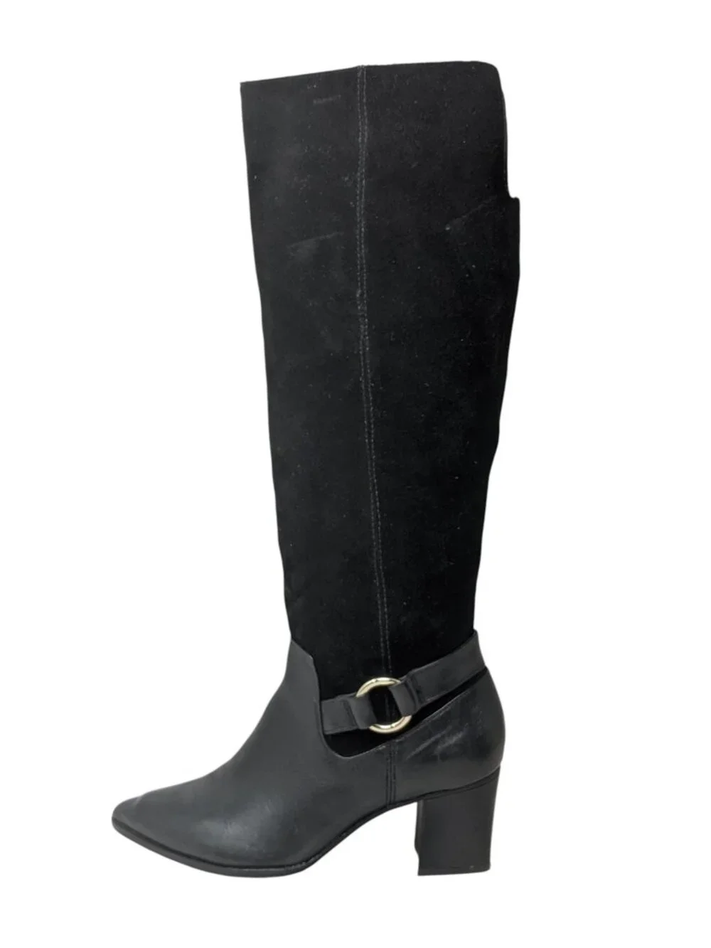 Sole Society Daleena Black Leather Suede Knee High Boots Women's 6.5